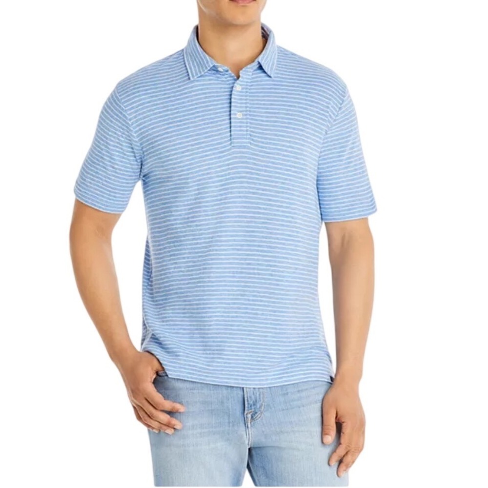 FAHERTY Stripe Cloud Cotton Soft Blend Polo Mens Size L